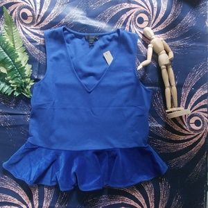 J Crew blue velvet Peplum sleeveless Top sz s NWT